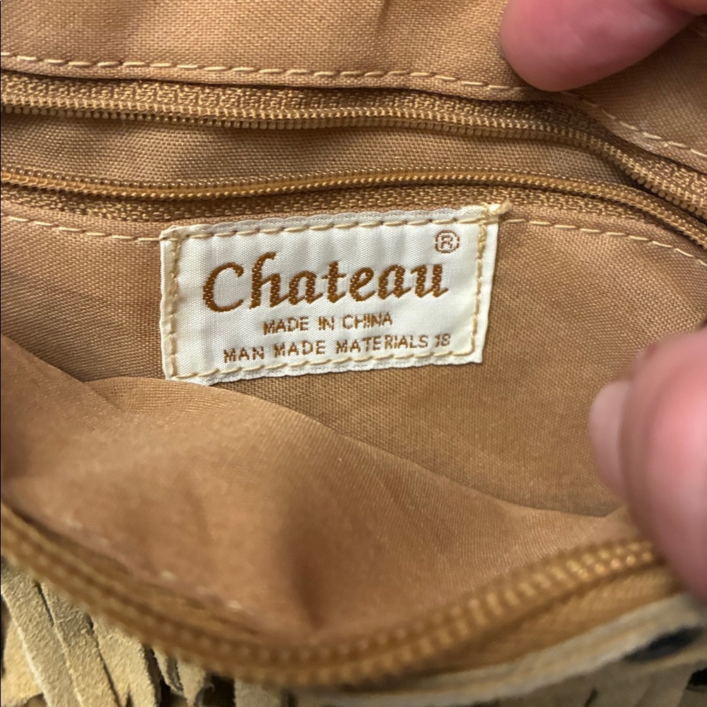 Vintage 90s suede Chateau hand purse - Picture 2 of 4